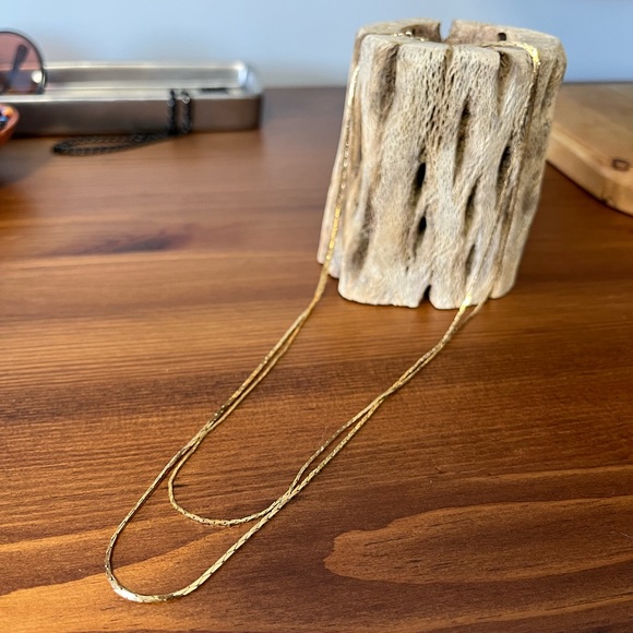 Beautiful Gold Tone Dual Chain Necklace - Picture 1 of 5